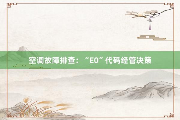 空调故障排查：“E0”代码经管决策